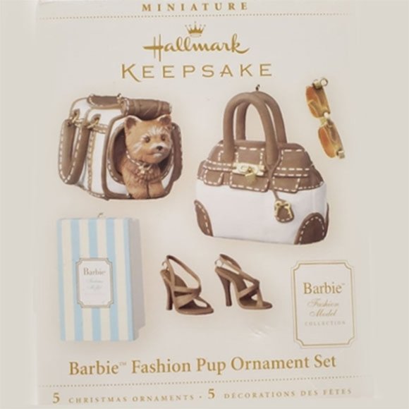 Hallmark Other - 2006 Vintage Barbie Fashion Pup Christmas Ornament 5 piece Set